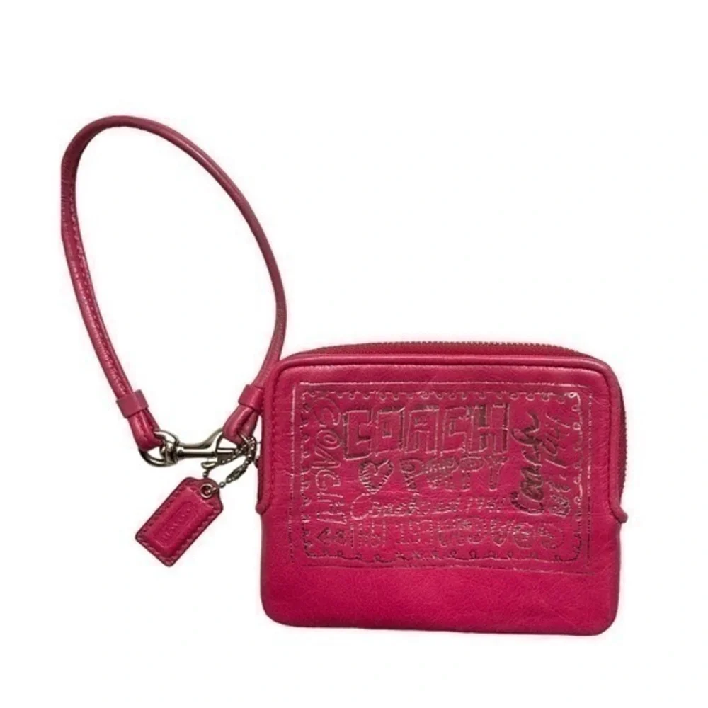 Coach poppy pink wristlet bag rare style